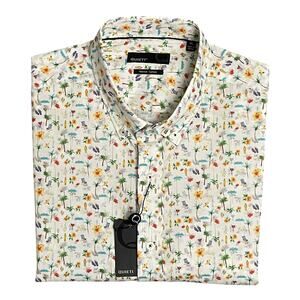Quieti Shirt Men's XL Short Sleeve Button-Down Shirt Beach Theme Print NEW